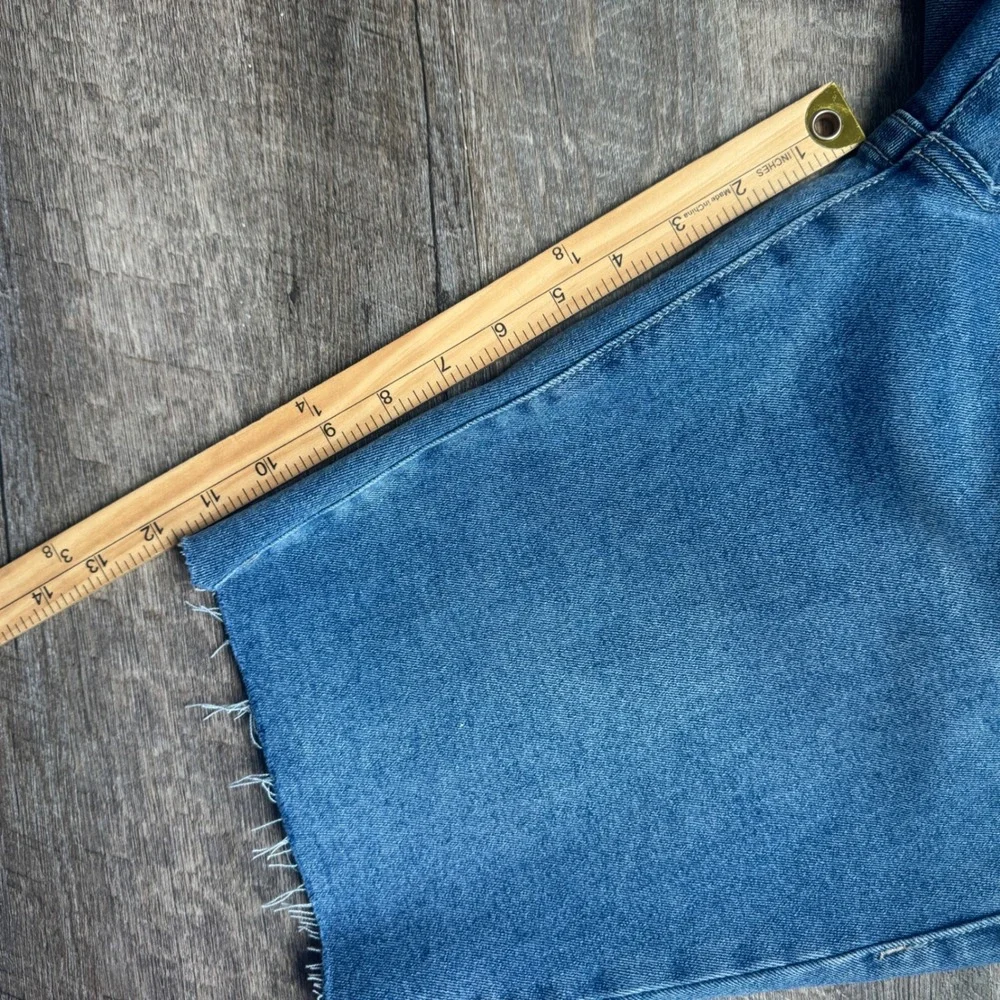 True Religion‎ Ricky Relaxed Straight Denim Shorts 34 Blue Raw Hem Horseshoe
